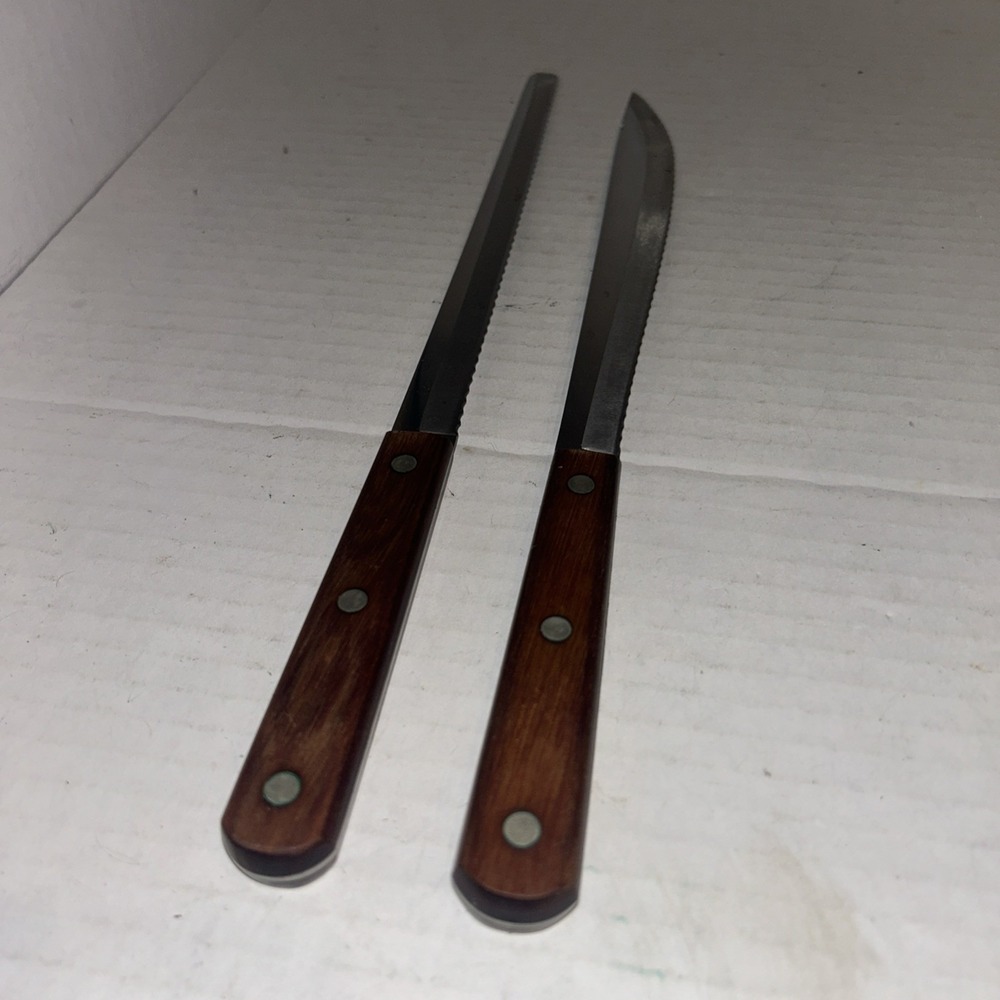 2 Vintage Wear-Ever Professional 10" Knife Special Stainless USA Serrated‎ Cutco